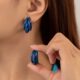 Trendy Triple Hoop Oorbellen – Kobalt Blauw